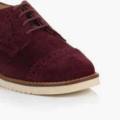 Childrens Classics Boys Burgundy Red Suede Leather Brogue Shoes Hot