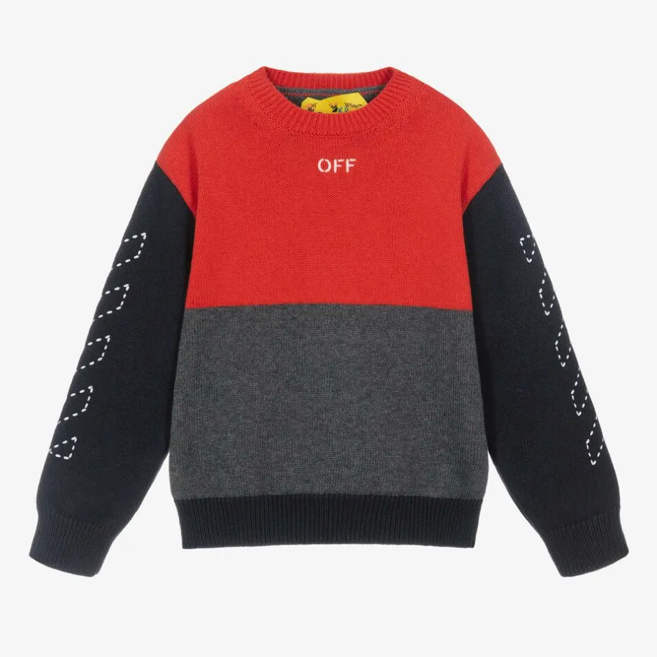 Off-White Boys Colourblock Wool & Cotton Sweater Clearance