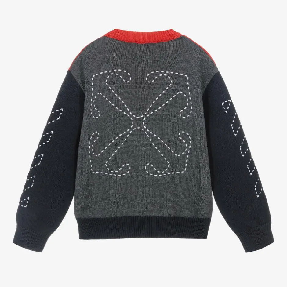 Off-White Boys Colourblock Wool & Cotton Sweater Clearance