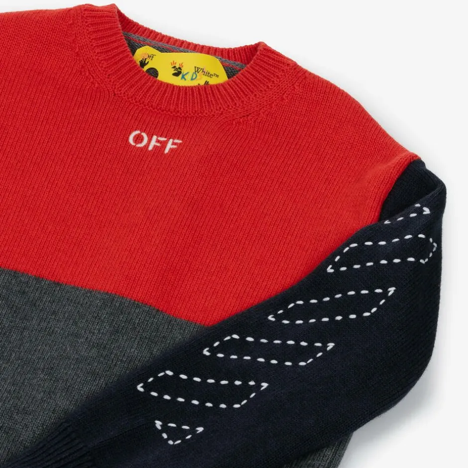 Off-White Boys Colourblock Wool & Cotton Sweater Clearance