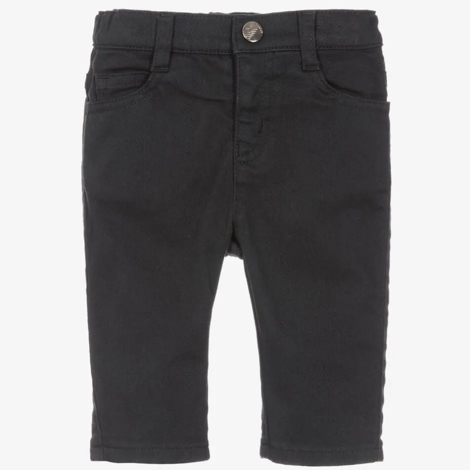 Emporio Armani Boys Dark Blue Cotton Twill Trousers Best