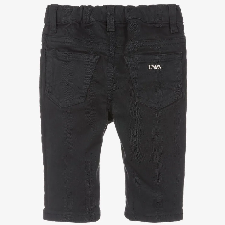 Emporio Armani Boys Dark Blue Cotton Twill Trousers Best