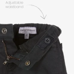 Emporio Armani Boys Dark Blue Cotton Twill Trousers Best