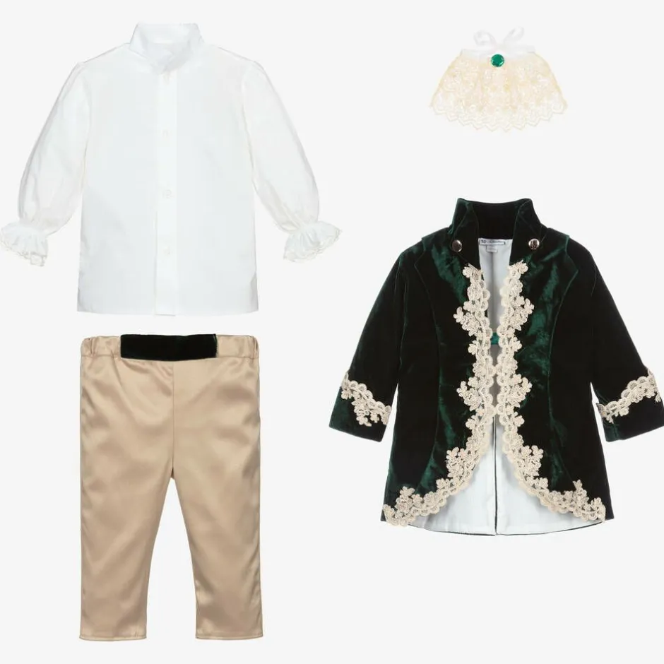 Andreeatex Boys Emerald Green Velvet & Satin Suit New