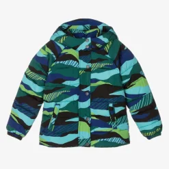 Joyday Boys Green & Blue Showerproof Puffer Coat Clearance