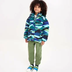 Joyday Boys Green & Blue Showerproof Puffer Coat Clearance