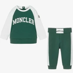 Moncler Enfant Boys Green & White Cotton Tracksuit Discount