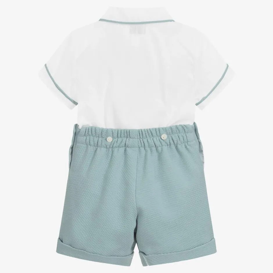 Ancar Boys Green & White Cotton Buster Suit Hot