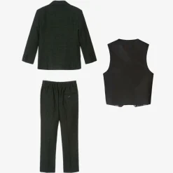 House of Cavani Boys Green Check Caridi Suit Olive Clearance
