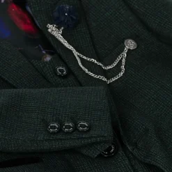 House of Cavani Boys Green Check Caridi Suit Olive Clearance