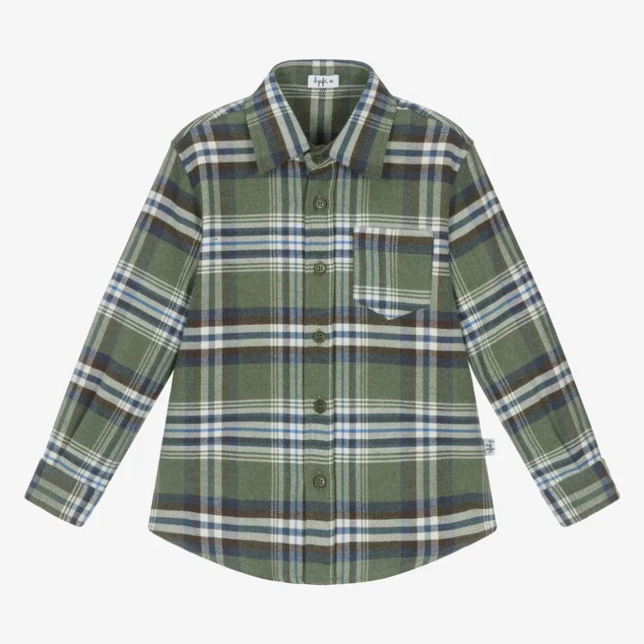 Il Gufo Boys Green Check Cotton Shirt Discount
