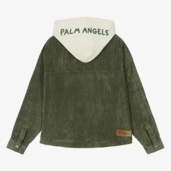 Palm Angels Boys Green Corduroy Overshirt