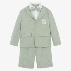 Beatrice amp; George Boys Green Cotton & Linen Shorts Suit Best
