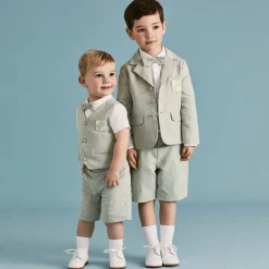 Beatrice amp; George Boys Green Cotton & Linen Shorts Suit Best