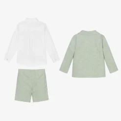 Beatrice amp; George Boys Green Cotton & Linen Shorts Suit Best