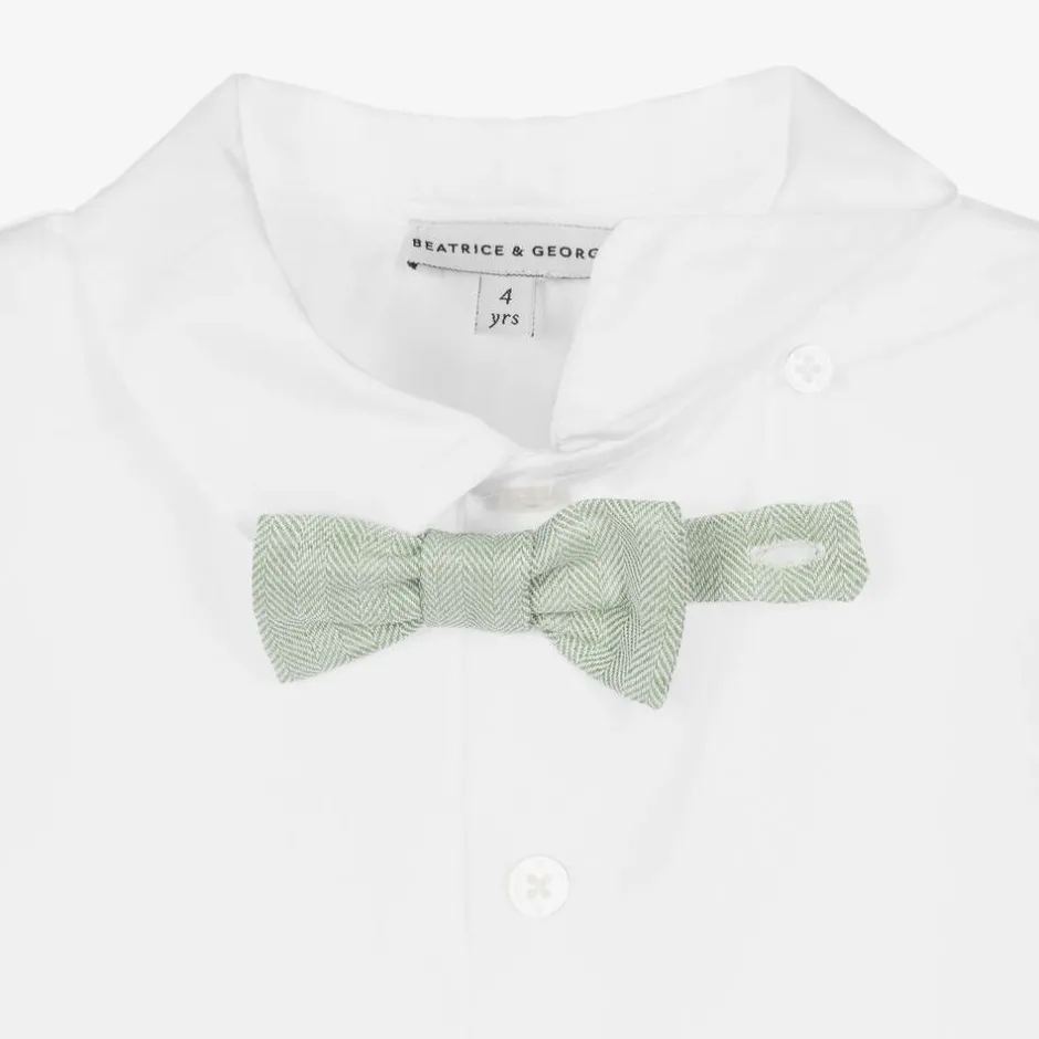 Beatrice amp; George Boys Green Cotton & Linen Waistcoat Suit Discount