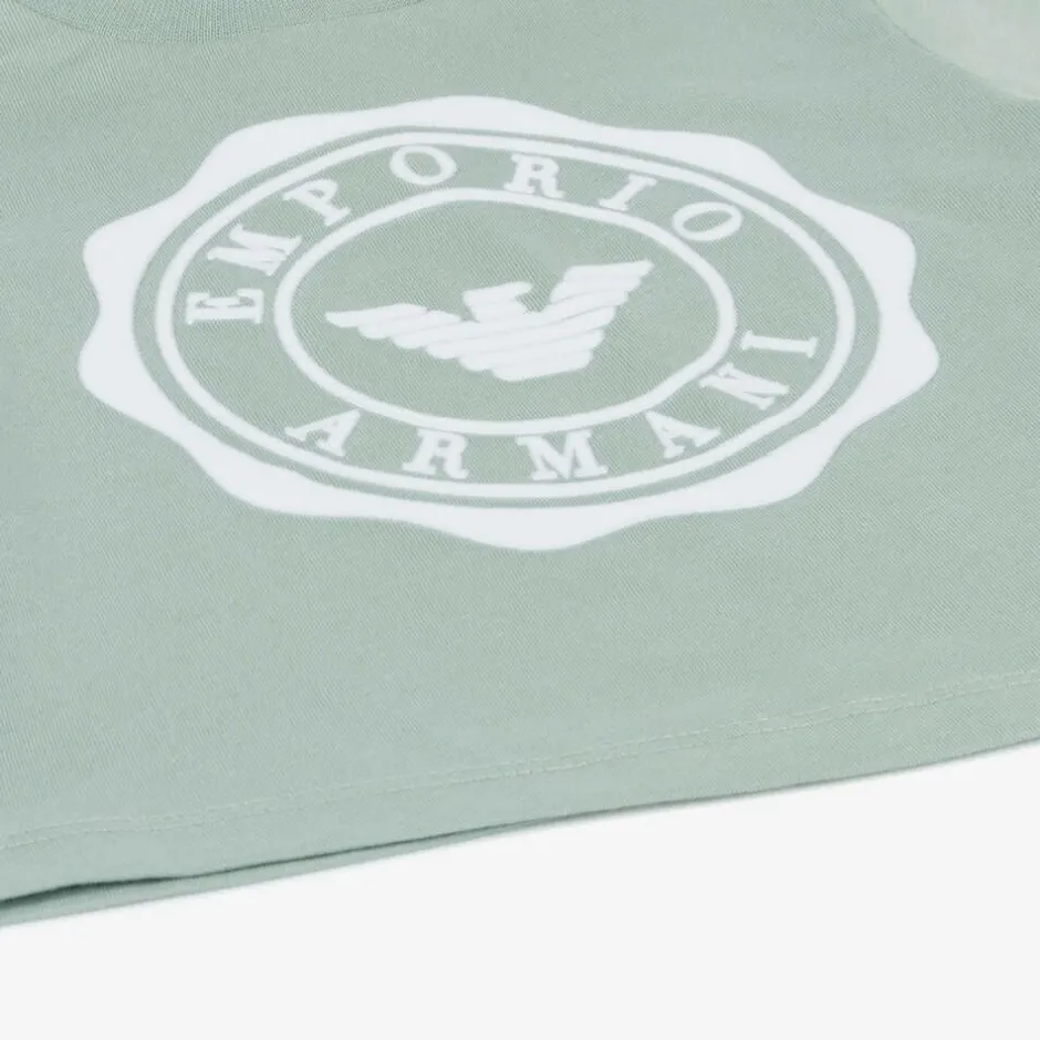 Emporio Armani Boys Green Cotton Eagle Logo T-Shirt Hot