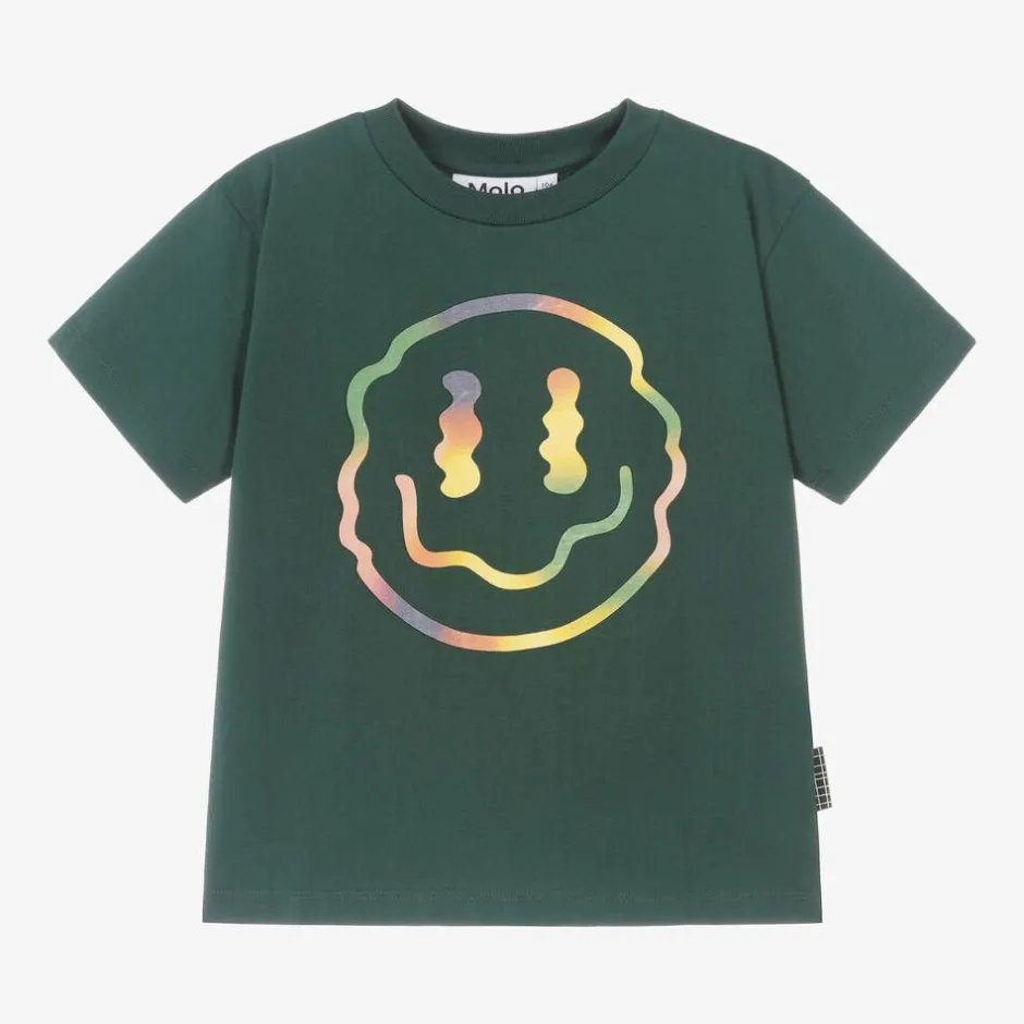 Molo Boys Green Cotton Happy Face T-Shirt Discount