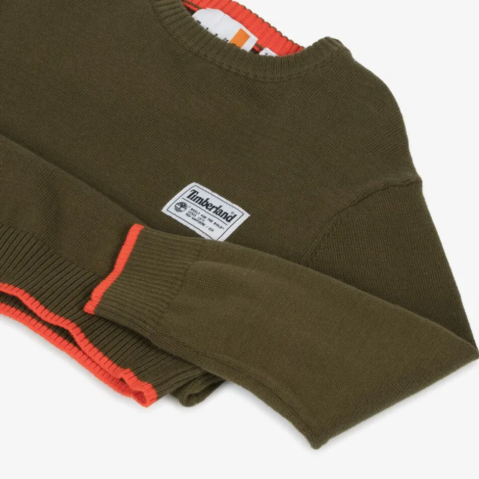 Timberland Boys Green Cotton Knit Jumper New
