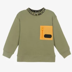 Stella McCartney Kids Boys Green Cotton Pocket Sweatshirt