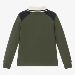 Moncler Enfant Boys Green Cotton Polo Shirt Sale