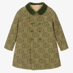 Gucci Boys Green GG Wool Coat Hot