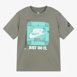 Nike Boys Green Graphic Print Cotton T-Shirt Best