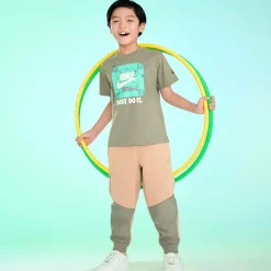 Nike Boys Green Graphic Print Cotton T-Shirt Best