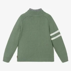 Boboli Boys Green Half Zip Knitted Sweater
