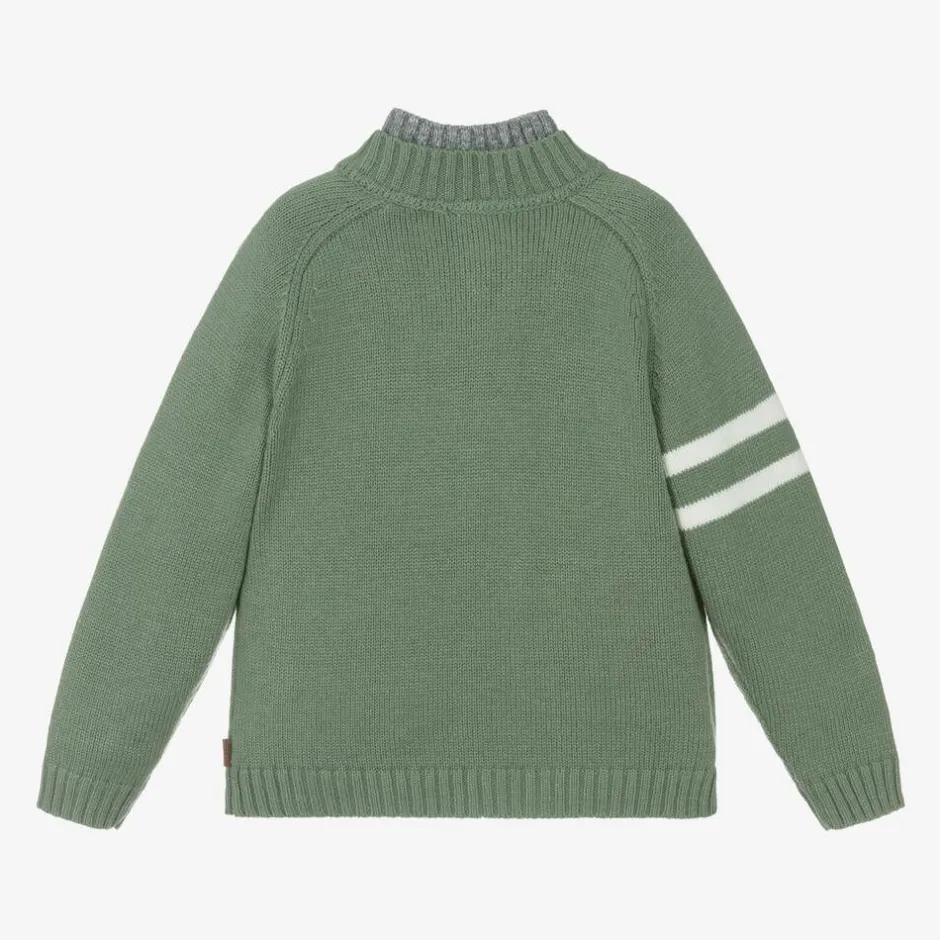 Boboli Boys Green Half Zip Knitted Sweater