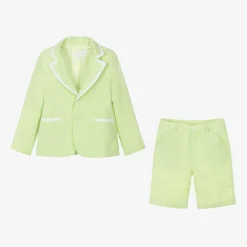 Patachou Boys Green Linen Shorts Suit Best