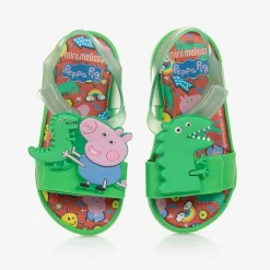 Mini Melissa Boys Green Peppa Pig Jelly Sandals New