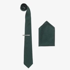 House of Cavani Boys Green Satin Polka Dot Tie Set Best