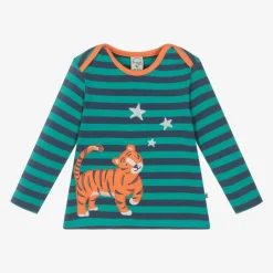 Frugi Boys Green Striped Cotton Tiger Top Online