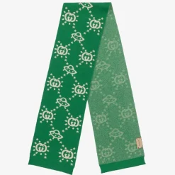 Gucci Boys Green UFO Wool Knit Scarf (145cm) Outlet