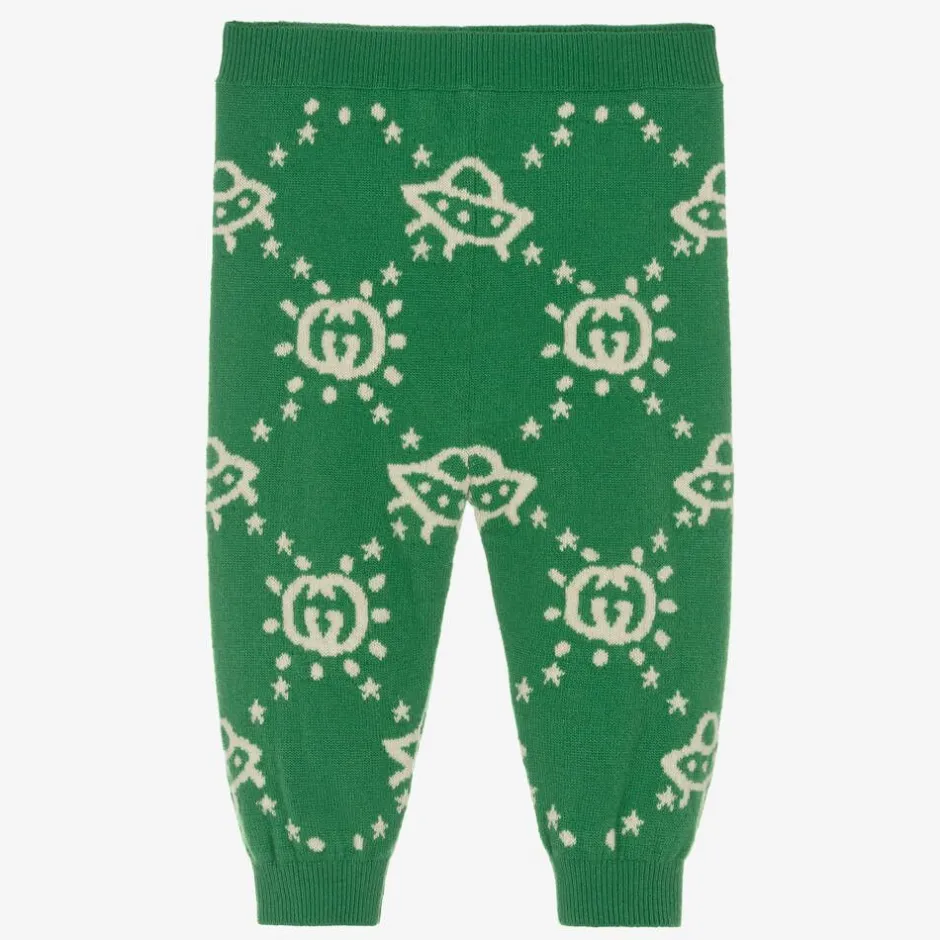 Gucci Boys Green Wool Interlocking G Trousers Clearance