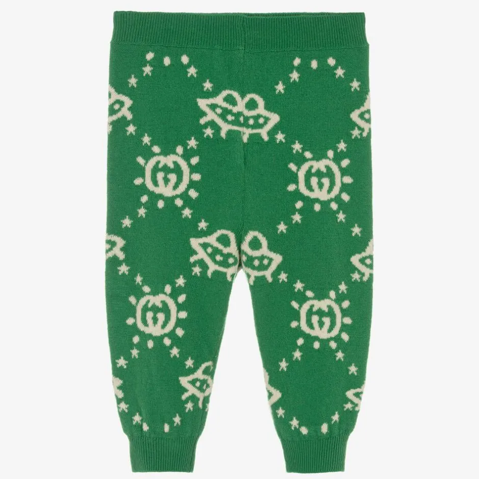 Gucci Boys Green Wool Interlocking G Trousers Clearance