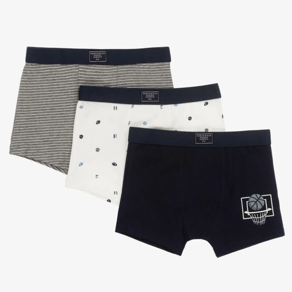 Mayoral Boys Grey & Blue Boxer Shorts (3 Pack) Outlet