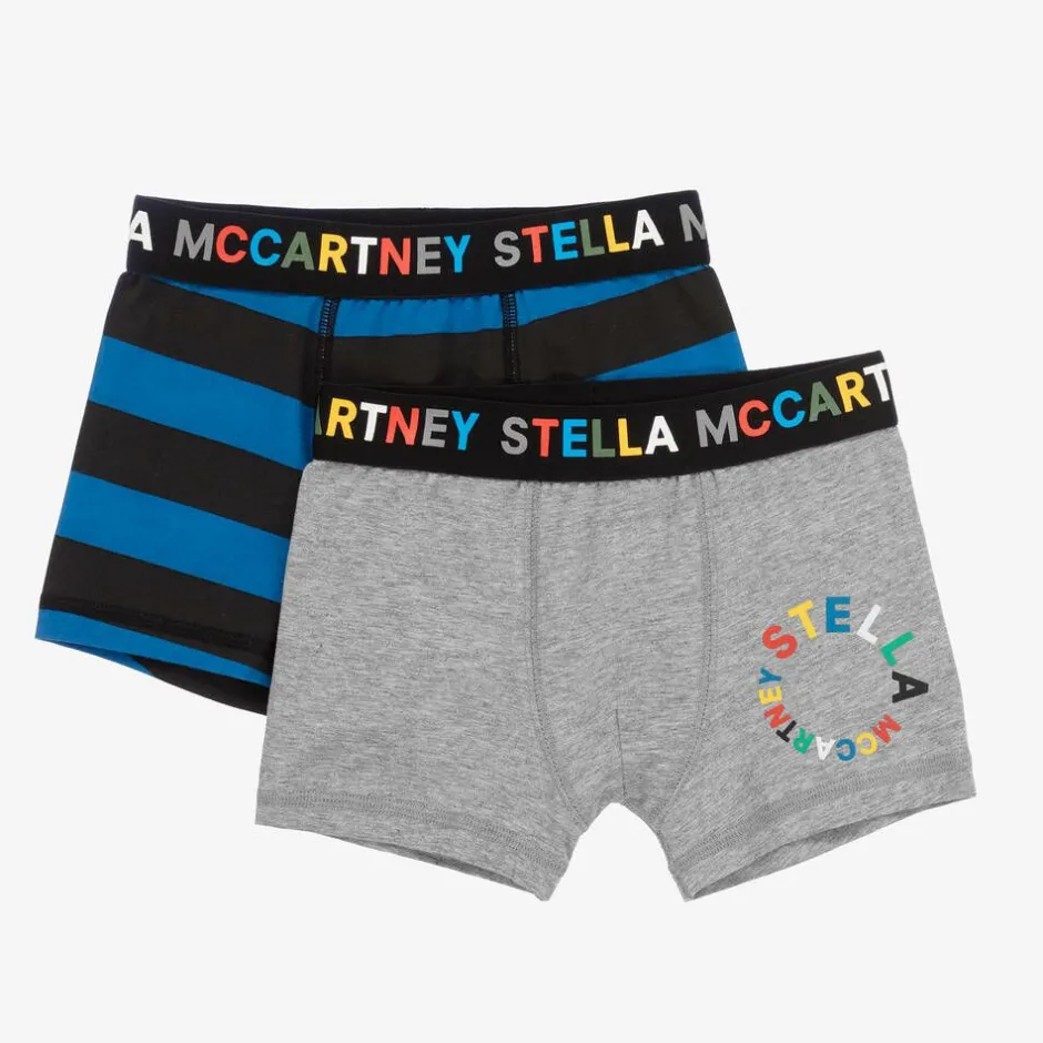 Stella McCartney Kids Boys Grey & Blue Boxer Shorts (2 Pack) Discount