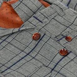 Romano Boys Grey & Blue Check Suit Discount