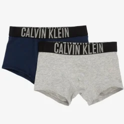 Calvin Klein Boys Grey & Blue Cotton Boxers (2 Pack) Best
