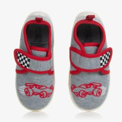 Playshoes Boys Grey & Red Car Slippers Discount