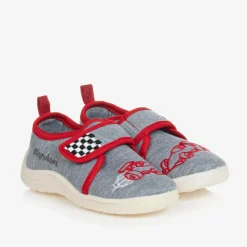Playshoes Boys Grey & Red Car Slippers Discount