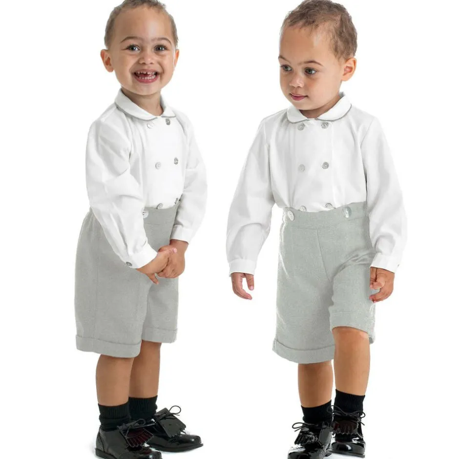Ancar Boys Grey & White Cotton Buster Suit Clearance