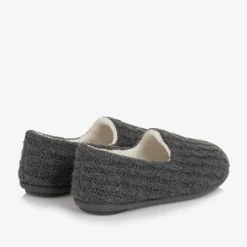 Pisamonas Boys Grey Cable Knit Slippers Best