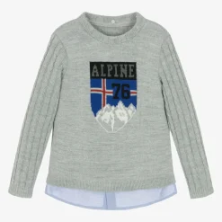 Lapin House Boys Grey Cable Knit Sweater