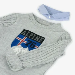 Lapin House Boys Grey Cable Knit Sweater
