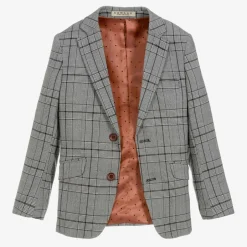 Romano Boys Grey Check Suit New