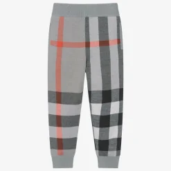 Burberry Boys Grey Checked Wool Joggers Sale