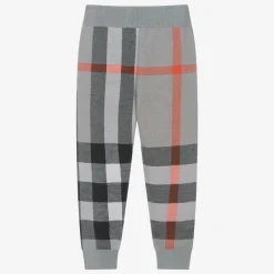Burberry Boys Grey Checked Wool Joggers Sale